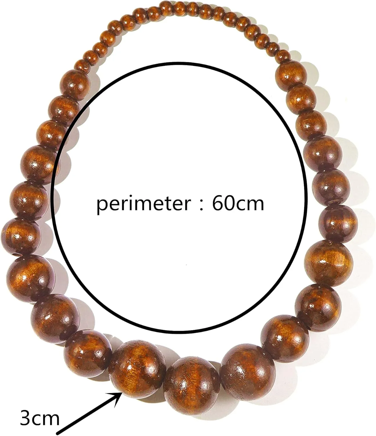COLORFUL BLING Ethnic Chunky Natural Wood Bead Necklace for Men Women Unisex Handmade Africa Wooden Beaded Chain Strand Necklaces Statement Hip Hop Jewelry