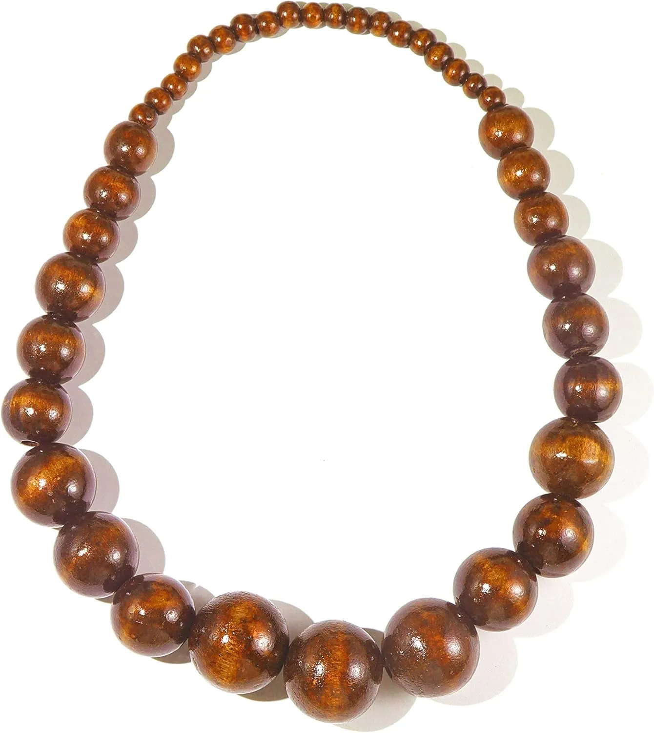 COLORFUL BLING Ethnic Chunky Natural Wood Bead Necklace for Men Women Unisex Handmade Africa Wooden Beaded Chain Strand Necklaces Statement Hip Hop Jewelry
