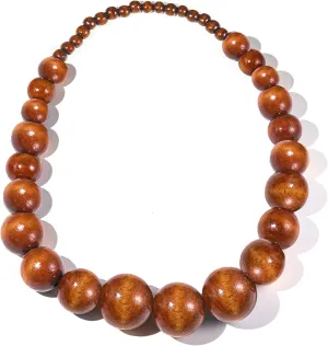 COLORFUL BLING Ethnic Chunky Natural Wood Bead Necklace for Men Women Unisex Handmade Africa Wooden Beaded Chain Strand Necklaces Statement Hip Hop Jewelry