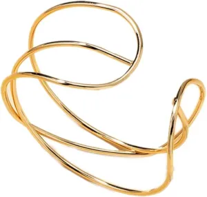 COLORFUL BLING Punk Twisted Gold Silver Open Wide Cuff Bracelet for Women Irregular Wave Chunky Cuff Bangle Armband Statement Party Jewelry