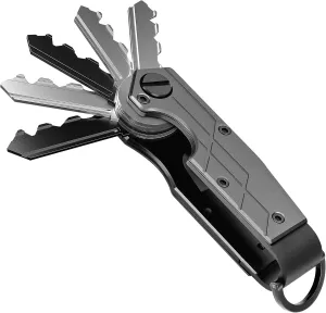 Compact Key Organizer for Men  Minimalist Metal Key Holder with Keychain Clip, Holds 25 Keys Securely, Slim Key Case