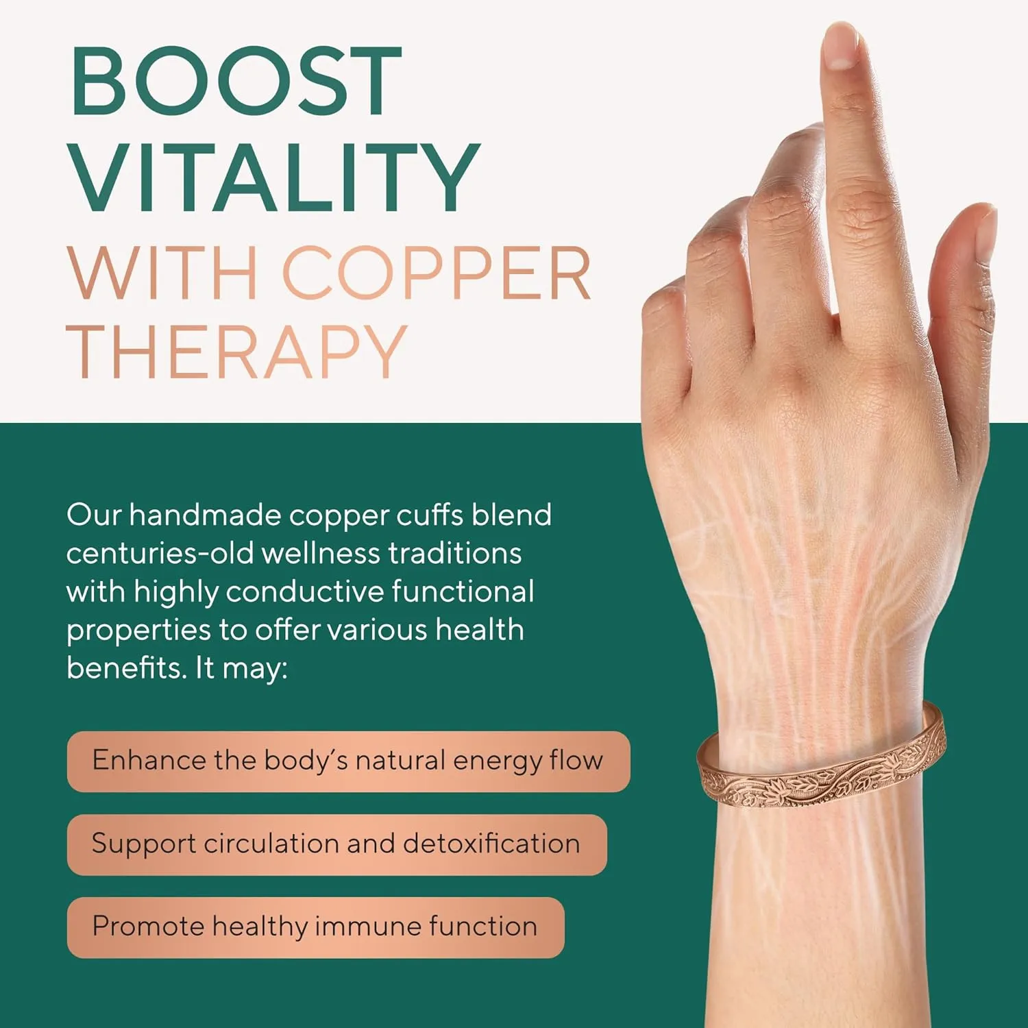 Copper Bracelet for Men & Women  100% Pure Copper Bracelets  Raw, Solid & Uncoated Authentic Handmade Tibetan Bracelet Cuff Bangles