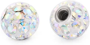 COTTVOTT 2Pcs 4mm(16G) 6mm(14G) 8mm(14G) Body Piercing Jewelry Replacement Sparkling Crystal Screw Balls