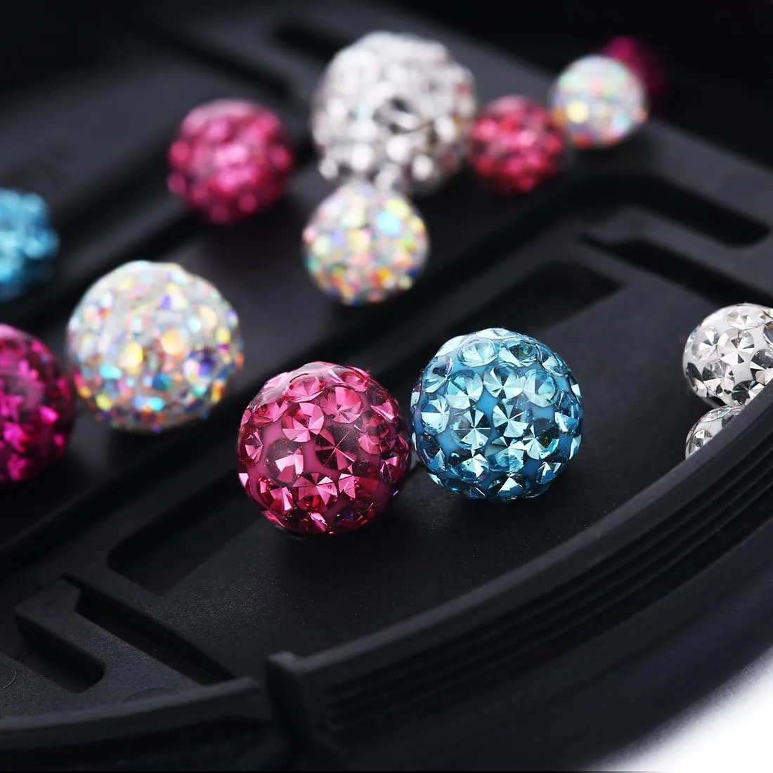 COTTVOTT 2Pcs 4mm(16G) 6mm(14G) 8mm(14G) Body Piercing Jewelry Replacement Sparkling Crystal Screw Balls