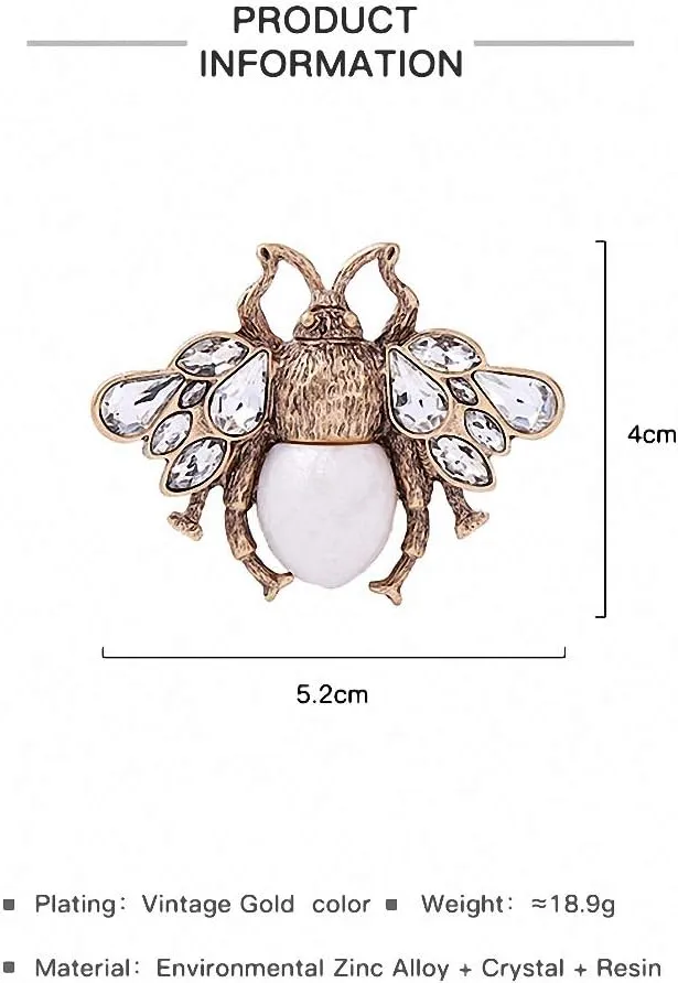Crystal Imitation Pearl Insect Bee Brooches Women Charming Alloy Brooch Pink Jewelry