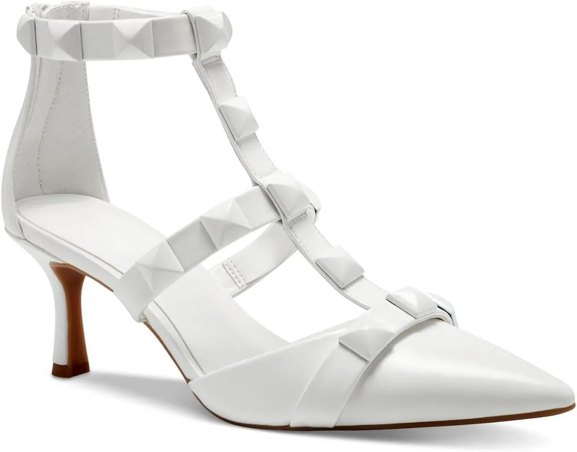 Cufflinks Inc. INC Womens Gilana Ankle Strap Pointed Toe Pumps White 8.5 Medium (B,M)