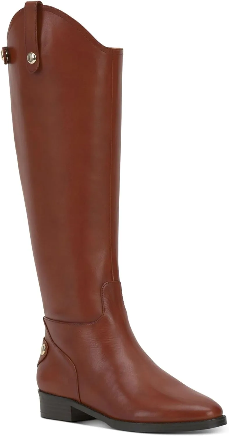 Cufflinks Inc. Womens Aleah Leather Side Zip Knee-High Boots, Brown, 8 Medium