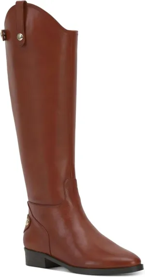 Cufflinks Inc. Womens Aleah Leather Side Zip Knee-High Boots, Brown, 8 Medium