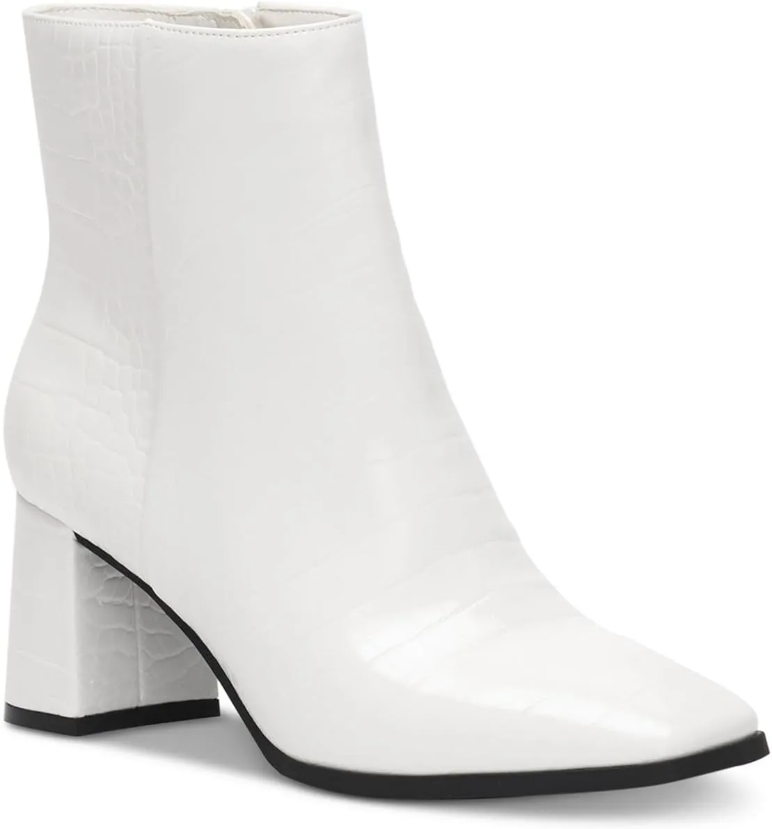 Cufflinks Inc. Womens Dasha Faux Leather Square Toe Ankle Boots, White, 5.5 Medium