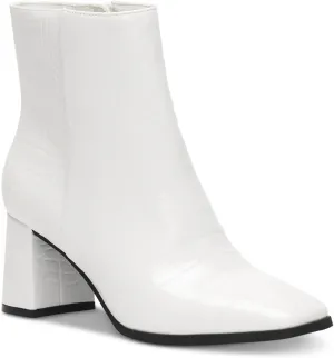 Cufflinks Inc. Womens Dasha Faux Leather Square Toe Ankle Boots, White, 5.5 Medium