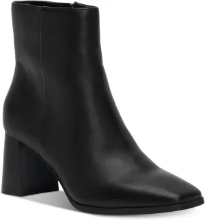 Cufflinks Inc. Womens Dasha Leather Square Toe Booties, Black, 12 Medium