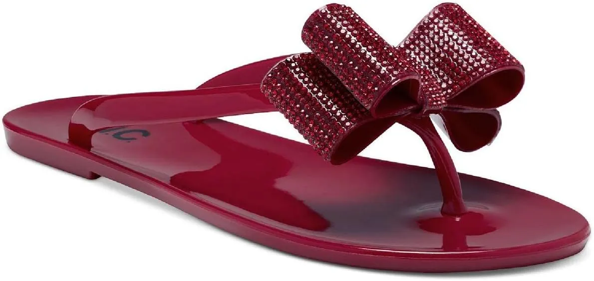 Cufflinks Inc. Women's Madena Jelly Thong Flip-Flops Medium - Red Crystal, 6