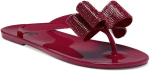 Cufflinks Inc. Women's Madena Jelly Thong Flip-Flops Medium - Red Crystal, 6