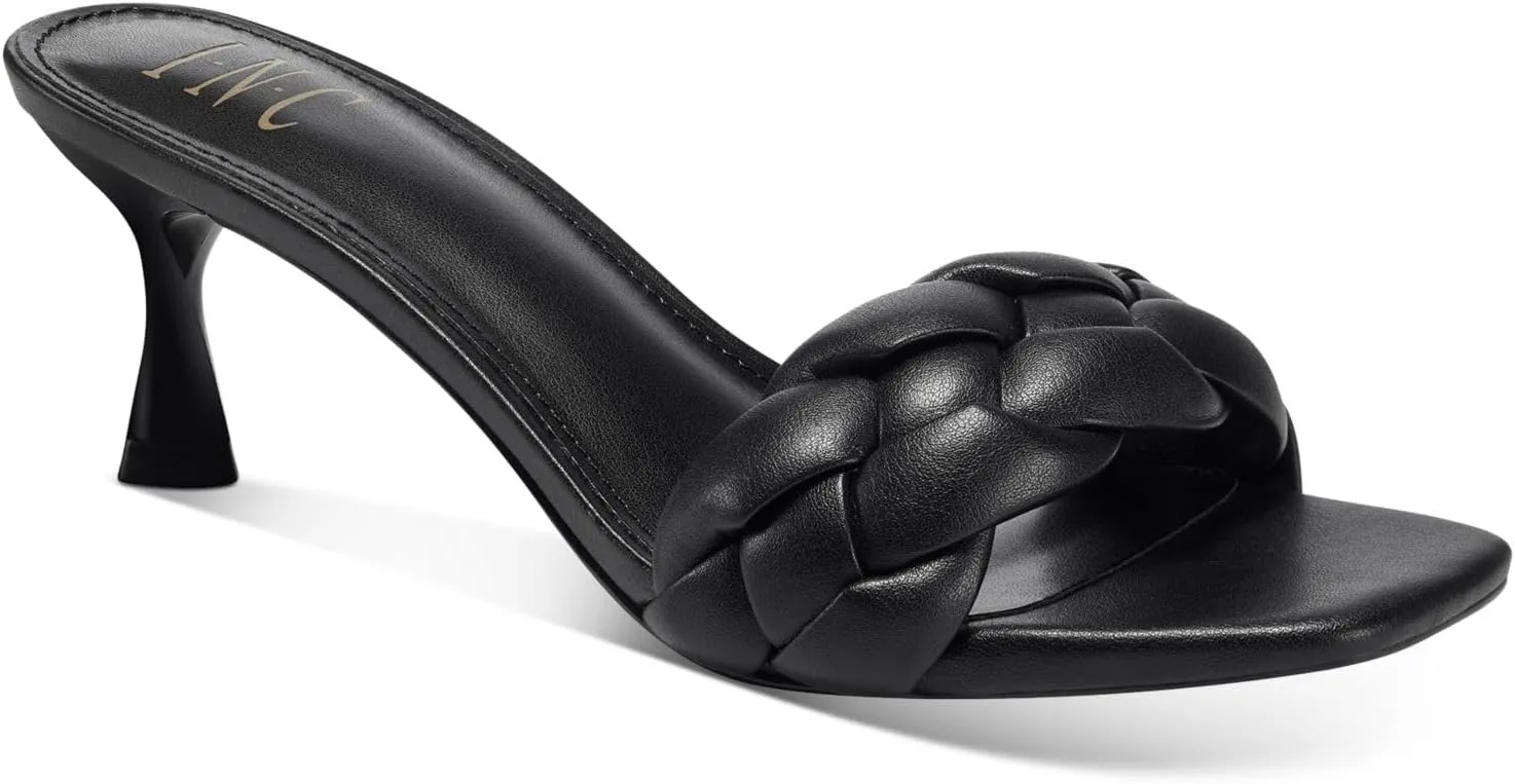 Cufflinks Inc. Women's Parker Woven Open Toe Heels Medium - Black, 9.5