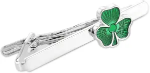 Dainty Clover Leaf Tie Clip Brooch for Women Men Silvery Fashion Shamrock Flower Coat Suit Clip-on Brooches Lapel Pin Lucky Dress Accessories St.Patrick's Day Birthday Party Jewelry Gift