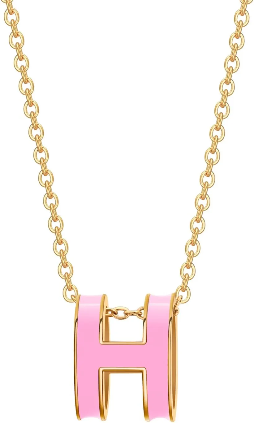 Dainty Gold Necklace for Women Classical H Necklace Enamel Color Necklace 18K Gold Plated Necklace Elegant jewelry for women