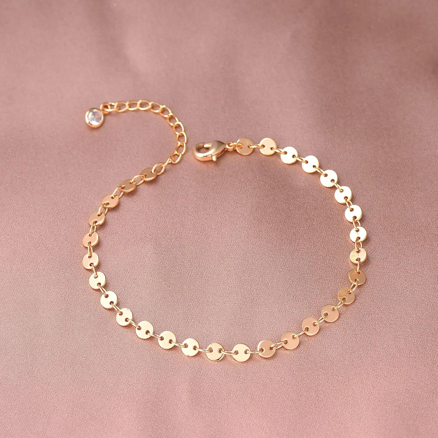 Dainty Layered Gold Chain Bracelet for Women 14K Gold Plated Handmade Adjustable Bracelet Satellite Beads Oval Mariner Figaro Link Chain Bracelets Minimalist Layering Stacking Jewelry Gift for Women