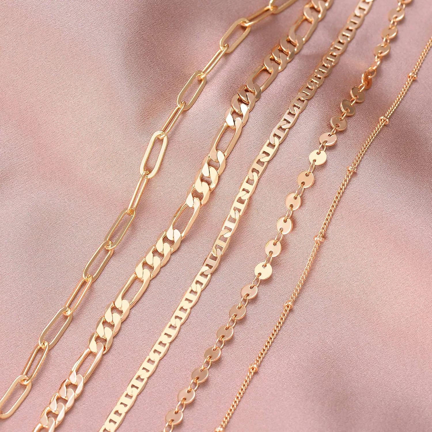 Dainty Layered Gold Chain Bracelet for Women 14K Gold Plated Handmade Adjustable Bracelet Satellite Beads Oval Mariner Figaro Link Chain Bracelets Minimalist Layering Stacking Jewelry Gift for Women