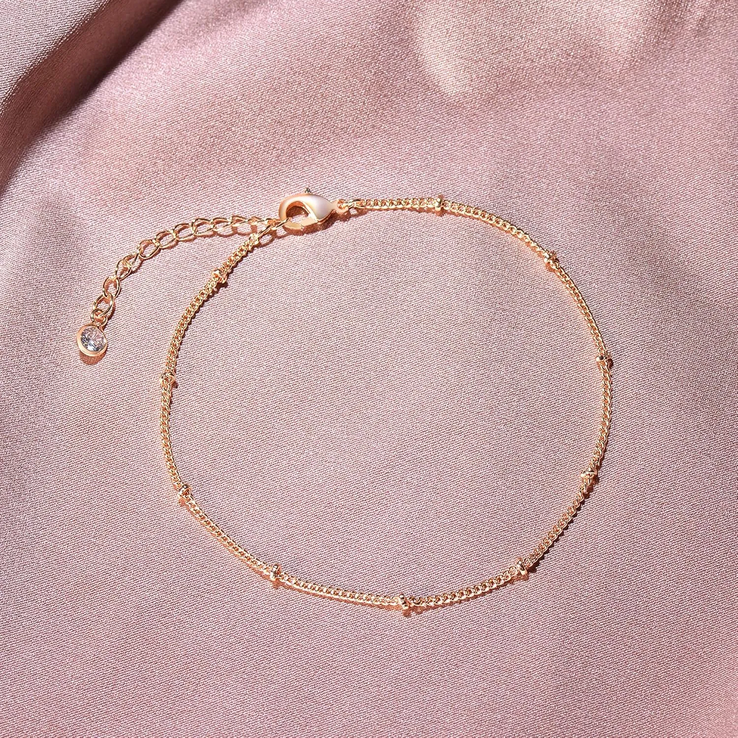 Dainty Layered Gold Chain Bracelet for Women 14K Gold Plated Handmade Adjustable Bracelet Satellite Beads Oval Mariner Figaro Link Chain Bracelets Minimalist Layering Stacking Jewelry Gift for Women