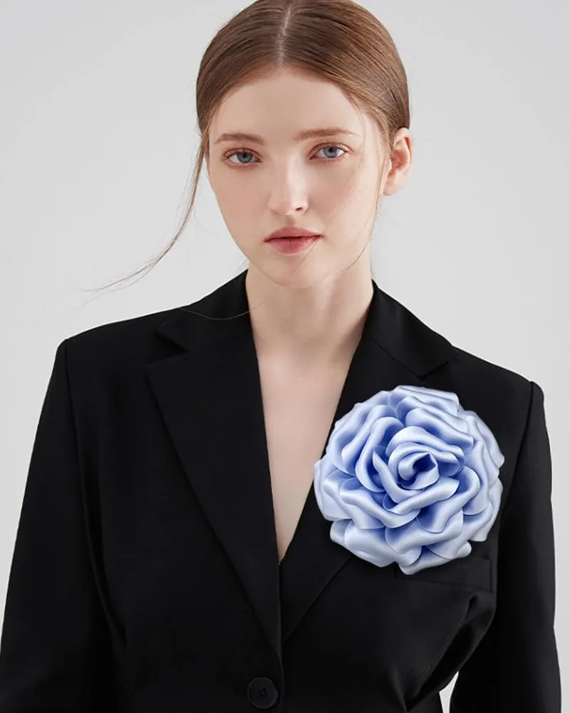 Dainty Silk Satin Rose Flower Extra Large Big Brooches Lapel Pins Fabric Flowers Oversized Brooch Pin for Women Wedding Party Banquet Dress Suit Clothes Accessories Jewelry Gifts 160mm