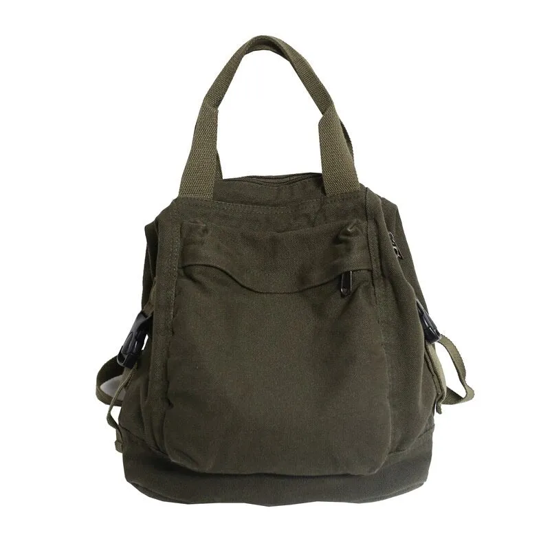 deanwangkt School Bag Student Shoulders Large Capacity Khaki Backpack Fashion Canvas Backpacks Female College Teen Computer Bag Mochila