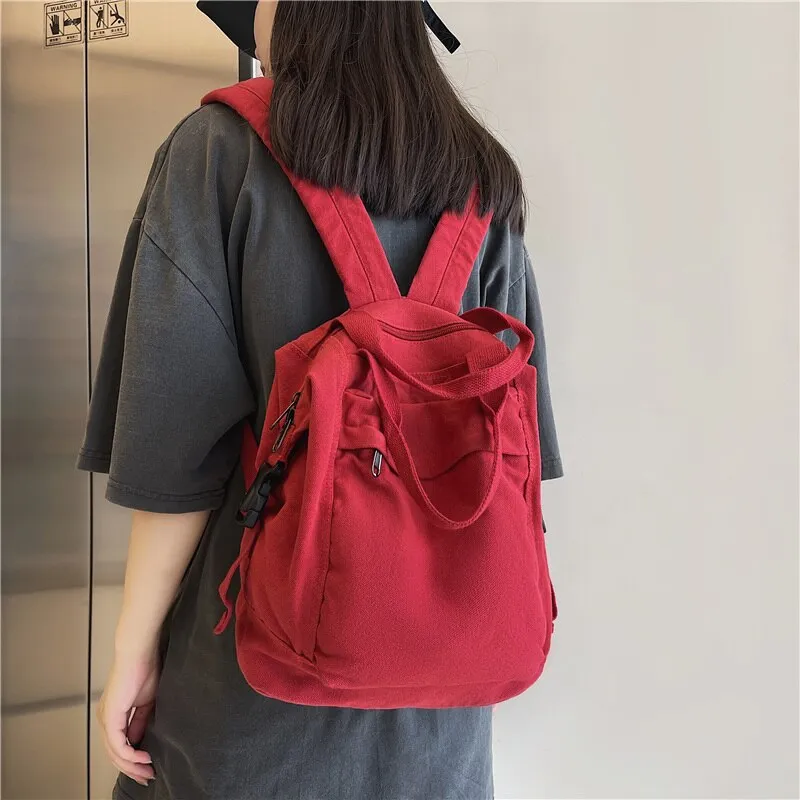 deanwangkt School Bag Student Shoulders Large Capacity Khaki Backpack Fashion Canvas Backpacks Female College Teen Computer Bag Mochila