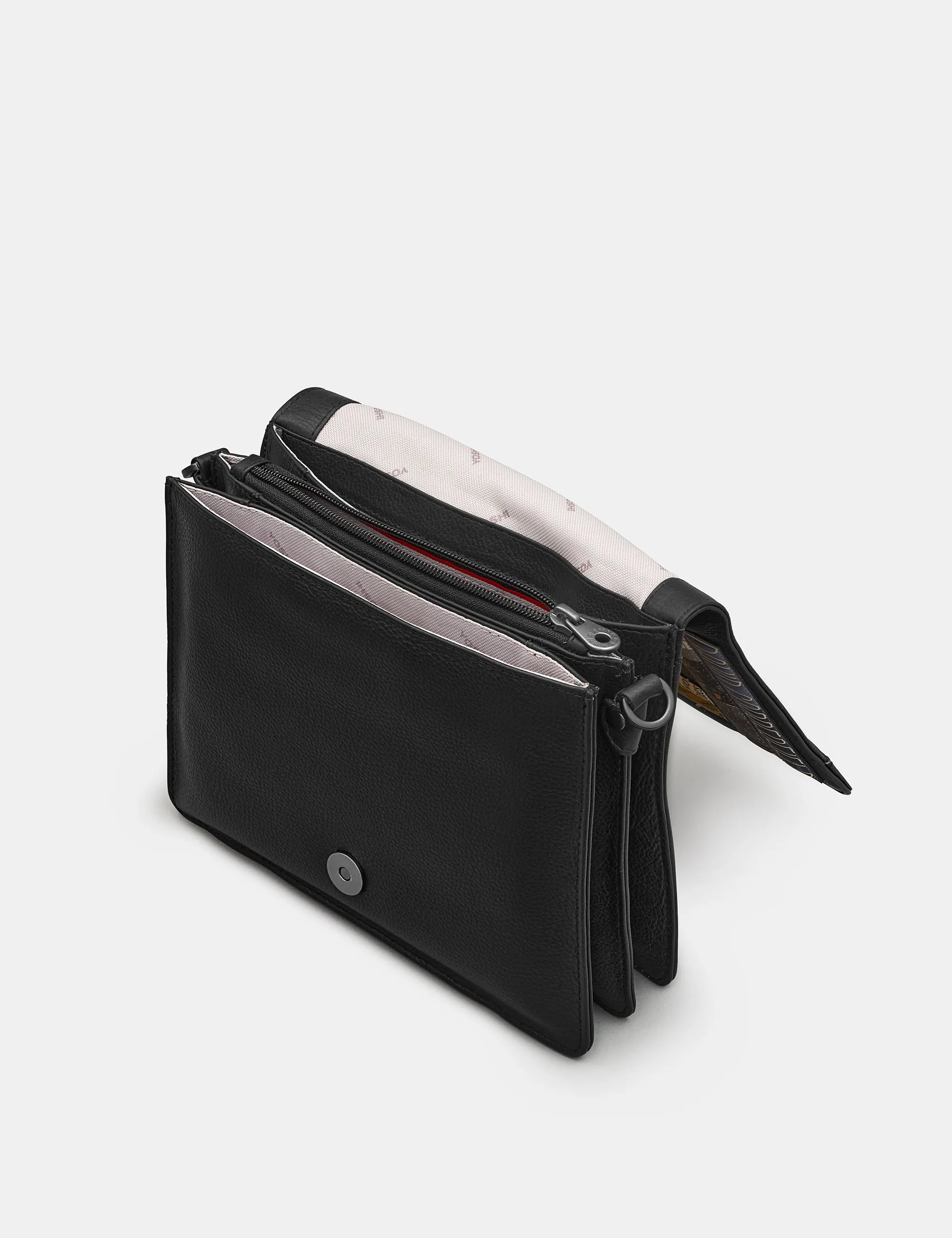 Dickens Bookworm Black Leather Flap Over Cross Body Bag
