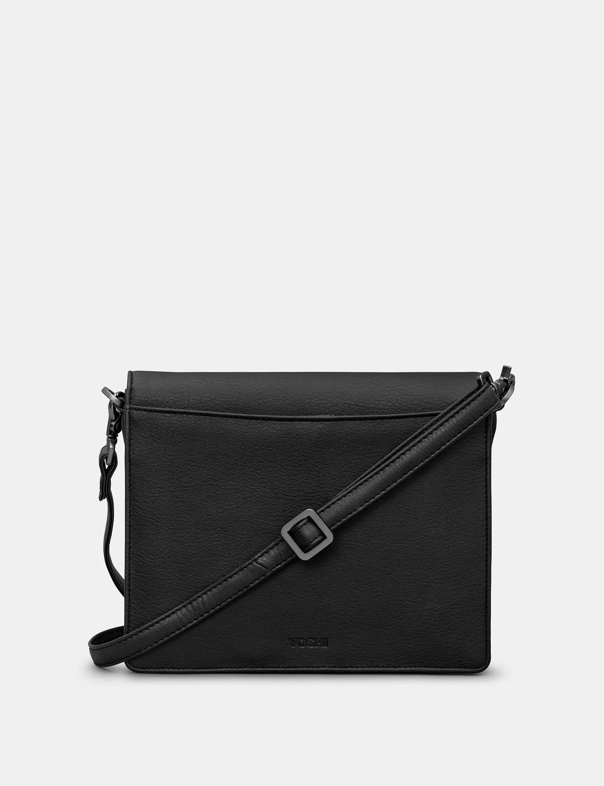 Dickens Bookworm Black Leather Flap Over Cross Body Bag