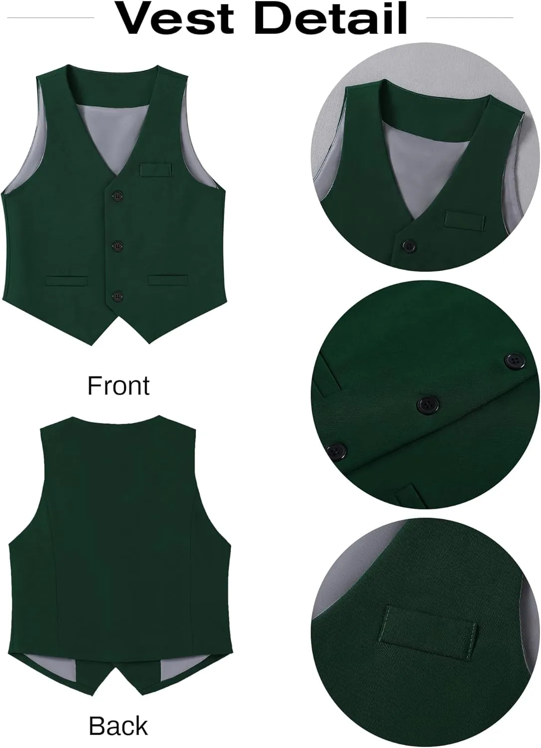 DISAUR Boy Suit 6 Pcs Boy Formal Wear Including Vest,Pants, Dress Shirt,Kerchief and Bow Tie for Formal Occasions 6-10 Years