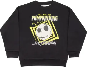 Disney Nightmare Before Christmas Boys Long Sleeve Crewneck Sweatshirt Jack Skellington - PUMPKIN KING Graphic Print Design
