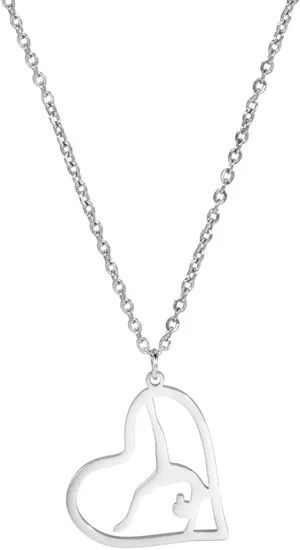Dreamtimes Heart Rhythmic Gymnastics Necklaces Women Elegant Tumbling Girl Dancer Pendant Necklace Fashion Trend Jewelry Sporty Cheer Up Gifts