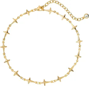 Dremmy Studios Simple Gold Chain Anklet,14k Gold/Silver Plated Dainty Disc Evil Eye Summer Beach Ankle Bracelet Jewelry for Women