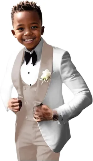 DYH Boys Suits 3 Piece Slim Fits Tuxedo Suits for Boy Formal Wear
