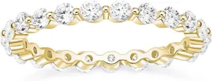 EAMTI 2mm 925 Sterling Silver Wedding Band Cubic Zirconia Full Eternity Stackable Engagement Ring Size 3-13