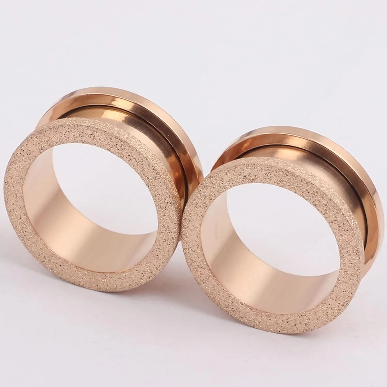 Ear Plugs Tunnels Stainless Steel Ear Gauges Women Men Rose Gold Matte Round Ear Tunnels Ear Expander Body Piercing Jewelry, 2PCS, 4MM - 20MM