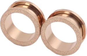 Ear Plugs Tunnels Stainless Steel Ear Gauges Women Men Rose Gold Matte Round Ear Tunnels Ear Expander Body Piercing Jewelry, 2PCS, 4MM - 20MM