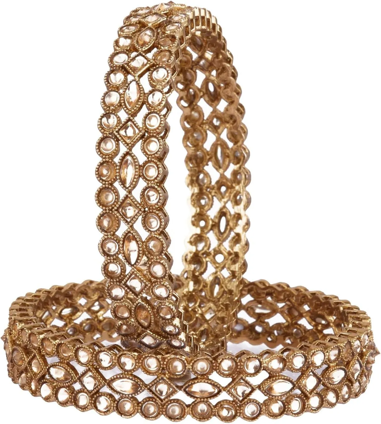 Efulgenz Bridal Wedding Indian Bollywood Kundan Rhinestone Floral Fashion Jewelry Bracelet Bangle Jewelry for Women