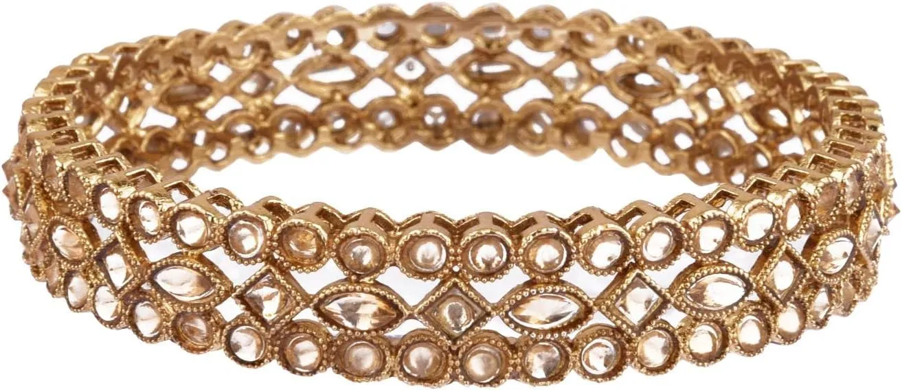 Efulgenz Bridal Wedding Indian Bollywood Kundan Rhinestone Floral Fashion Jewelry Bracelet Bangle Jewelry for Women