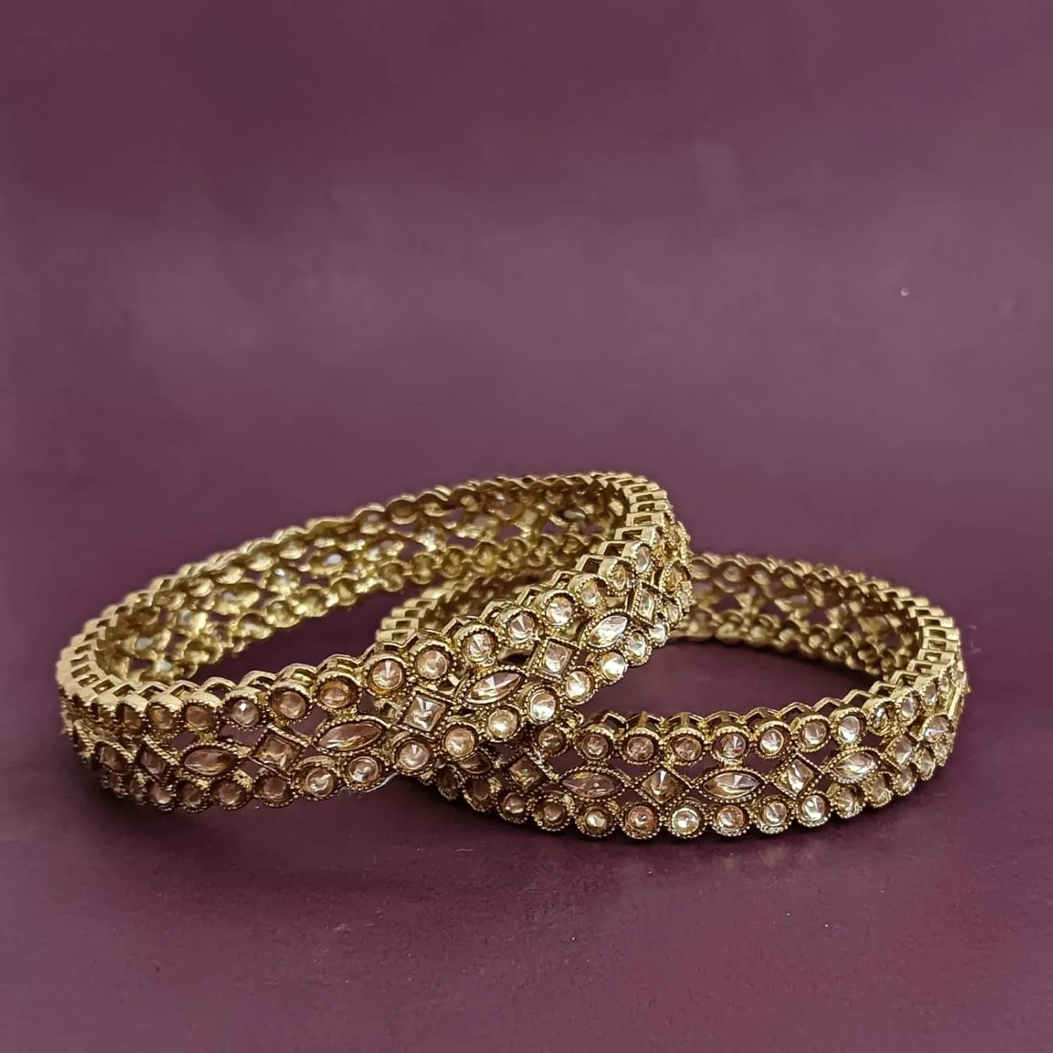 Efulgenz Bridal Wedding Indian Bollywood Kundan Rhinestone Floral Fashion Jewelry Bracelet Bangle Jewelry for Women