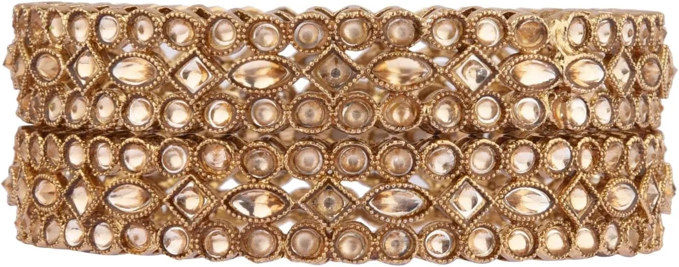Efulgenz Bridal Wedding Indian Bollywood Kundan Rhinestone Floral Fashion Jewelry Bracelet Bangle Jewelry for Women