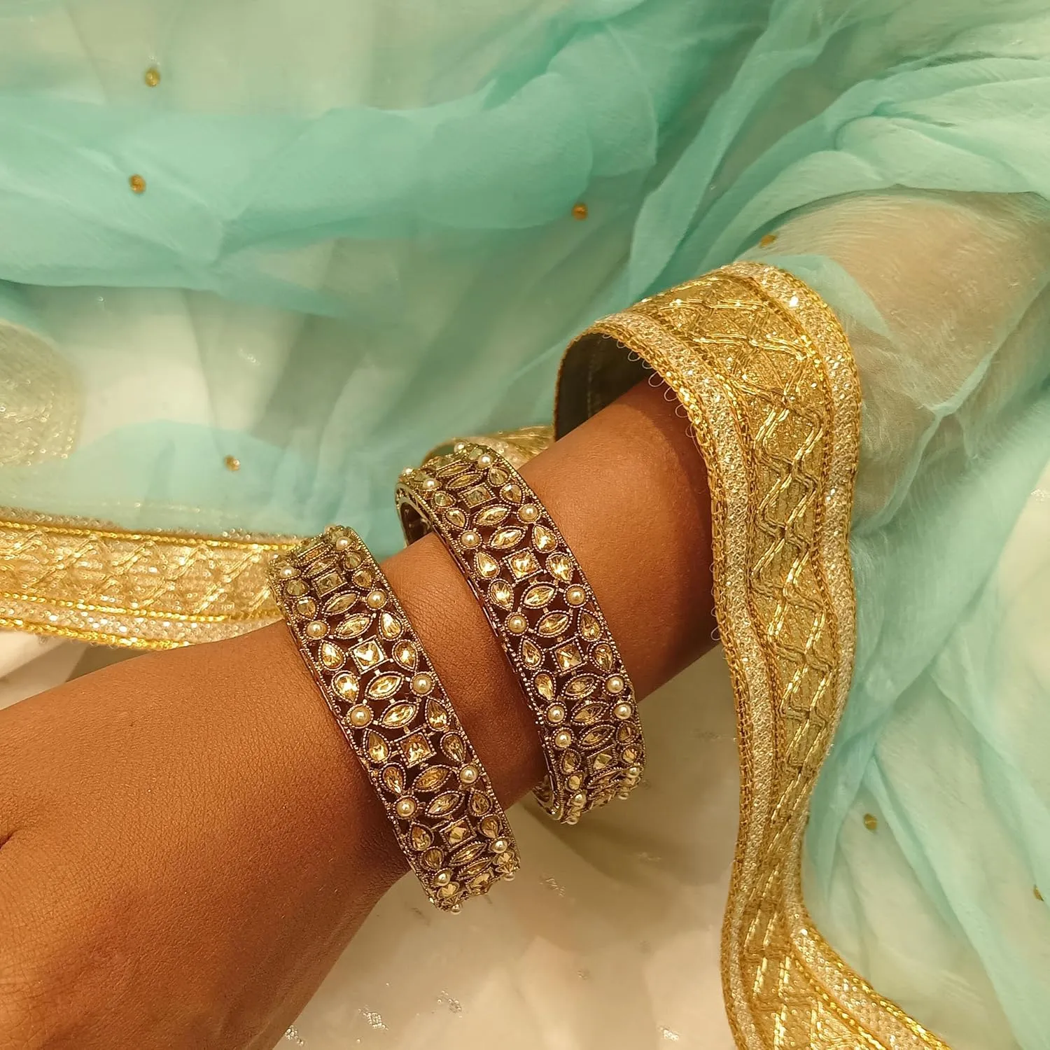 Efulgenz Indian Bangle Set Bollywood Crystal Kundan Bangle Bracelet Jewelry for Women