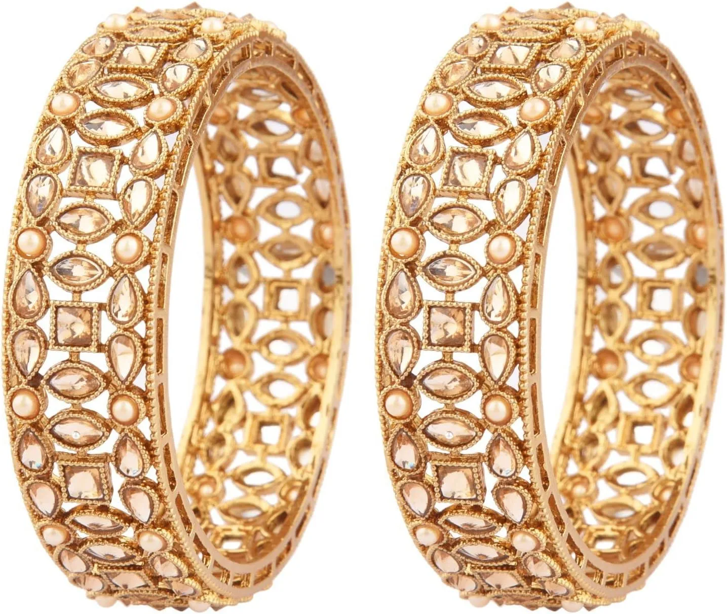 Efulgenz Indian Bangle Set Bollywood Crystal Kundan Bangle Bracelet Jewelry for Women