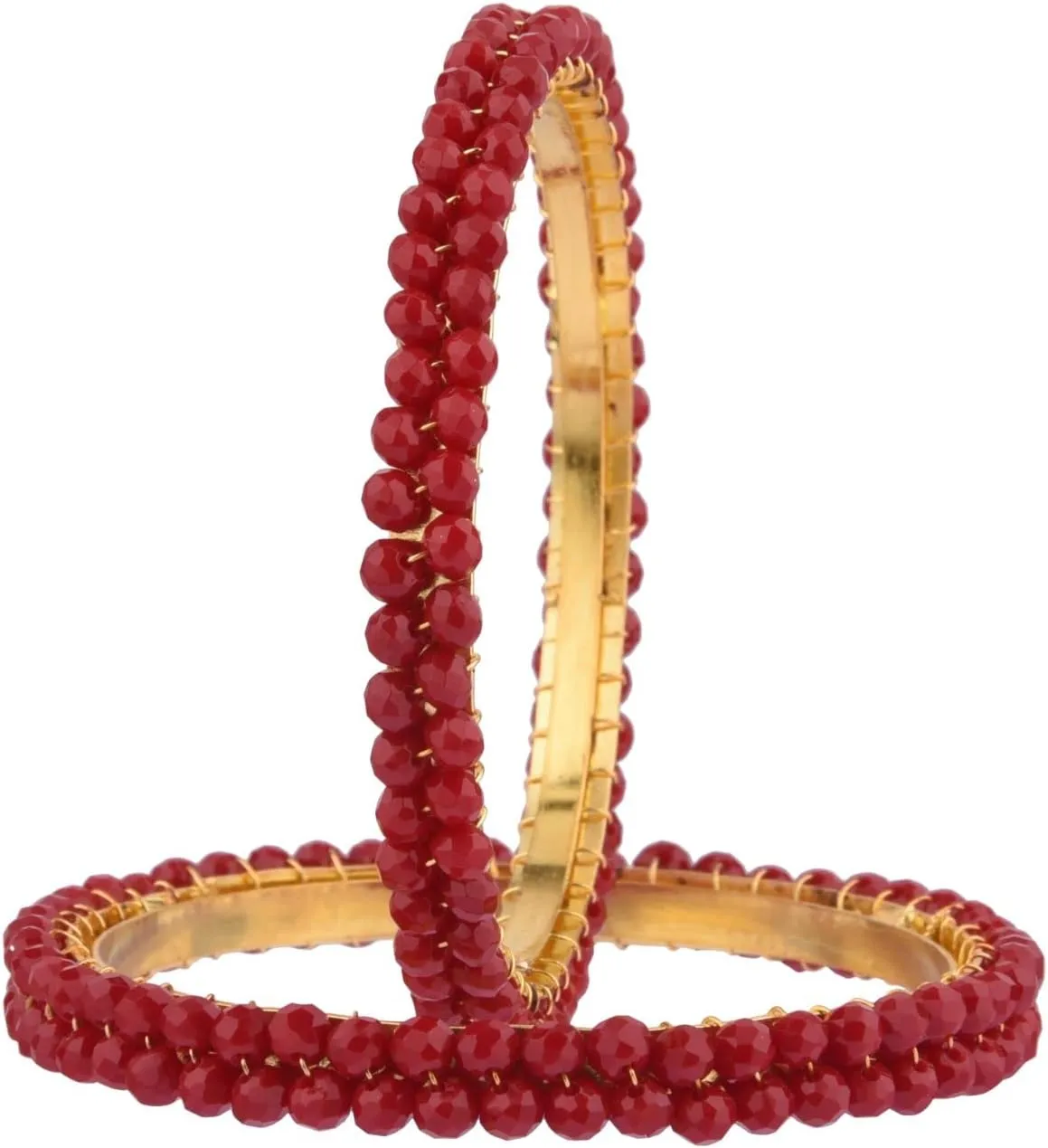 Efulgenz Indian Beaded Bangles Faux Pearl Bracelet Bangle Set for Women Indian Wedding Bridal Bollywood Handcrafted Bangle Bracelets Fashion Jewelry (2 Pcs)