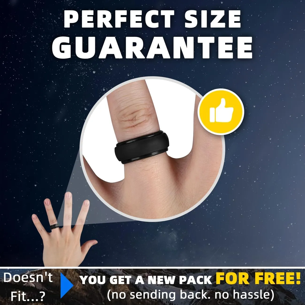 Egnaro Men's Silicone Wedding Rings: Classic Black Style Rubber ring - Hypoallergenic for Gym/Outdoor/Gift(1/4/7 Variety Pack with Half Size)