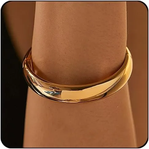 Elegance 11 designs Gold Cuff Bangle Bracelets For Women Trendy Hinged Round Cuff Open Wide Chunky Gold Bracelet Minimalist Bangle Jewelry Gift