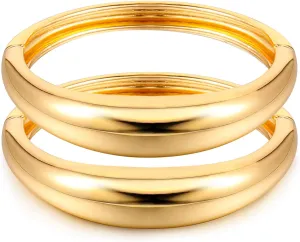 Elegance 11 designs Gold/Silver Cuff Bangle Bracelets For Women Set Chunky Trendy Gold Bracelet Minimalist Hinged Arm Cuff Jewelry Gift 2pcs