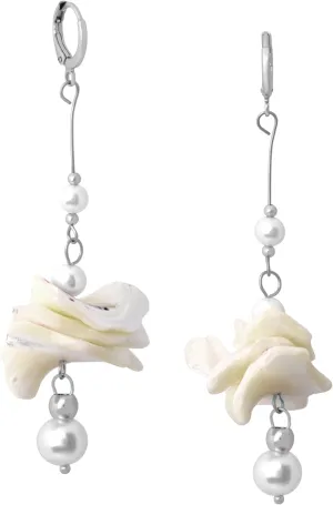Elegant Beach Statement Chunky Seashell Faux Imitation Pearl Shell Beaded Hoop Dangle Earrings for Women Dangling Things Wedding Bridesmaid Jewelry Accessories Gifts for Her Women in Their 30s
