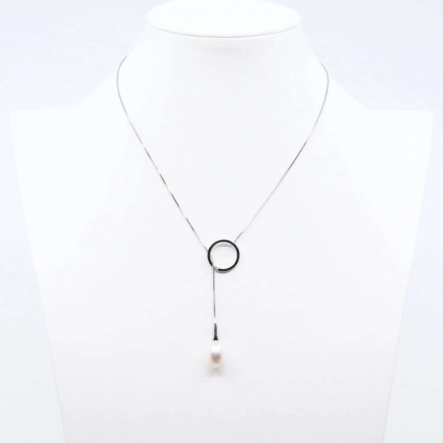Elegant Genuine Gemstone and Pearl Pendant Necklace Collection in 18K White Gold Over Sterling Silver  London or Swiss Blue Topaz, Blue Sapphire, and Freshwater Cultured Pearls