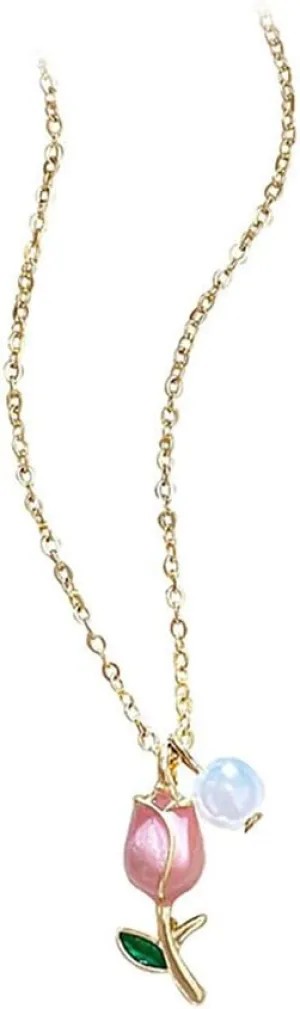 Elegant Tulip Flower Pendant Necklace - Sterling Silver Chain, Gift-Ready Jewelry for Women