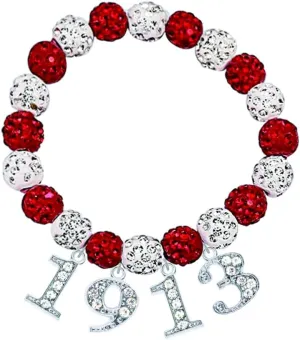 Elegant Women Sorority Delta DST Symbol 1913 Bracelets Red White Beads Soror Women Jewelry Sisterhood Gifts